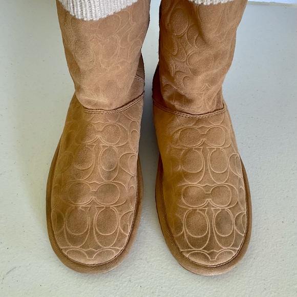 Coach Georgia II Signature Embossed Suede & Knit Boots size 8B. - Picture 6 of 9